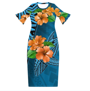 Vestido de talla grande para mujer, prenda de vestir, estilo Samoan, polinesiano, Puletasi, granate, informal, floral, XXXXL talla grande, venta al por mayor - Product Image 4