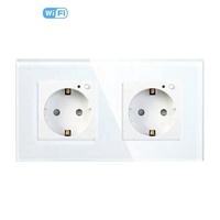 Prise murale WiFi Tuya 16A 2 voies avec lumière LED intégrée, norme européenne, double prise de courant pour la maison