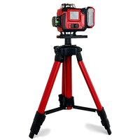 Kit de niveau laser à commande à distance avec trépied, 4 sources lumineuses, fonctionnement sensible et angle réglable
