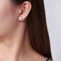 Boucles d'oreilles clous en argent sterling 925 avec moissanite taille triligne pour femme, double halo micro-pavé, moissanite triangulaire