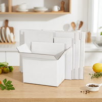 Boîte d'expédition universelle en carton ondulé blanc rectangulaire, trois plis, coupe à la presse E-flute, petite taille ; pour e-commerce postal