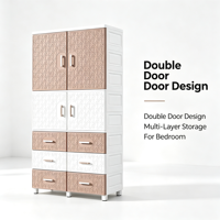 Armoire pour enfants en plastique à 5 étages, armoire de rangement à double porte avec tiroir pour la chambre des enfants, organisateur de maison