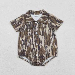 Ropa de Camuflaje para Bebés Recién Nacidos RTS, con Bolsillos y Botones, Mameluco Burbuja para Niñas, Algodón Casual con Spandex, Moda al por Mayor - Product Image 3