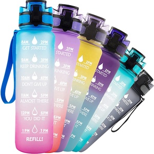 <span class=keywords><strong>Bouteille</strong></span> d'eau en plastique en Tritan pour entraînement et sport, 1000ml/32OZ, avec marqueurs de temps et mesures - Product Image 1