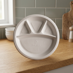Vajilla de bagazo 100% natural de 12 pulgadas, 4 piezas, gama de artículos de mesa – Vajilla de bagazo al por mayor para servicios de catering y hostelería ecológicos - Product Image 1