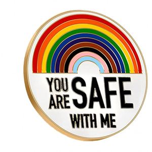 YOU ARE SAFE with ME Broche en métal émaillé nickel noir, motif arc-en-ciel LGBTQ, pour un cadeau badge amusant et mignon - Product Image 4