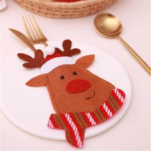 Housse de couverts Père Noël et rennes pour Noël et Nouvel An, sac de rangement pour fourchettes et couteaux, décoration de table pour fêtes à domicile et dîners, vaisselle - Product Image 4