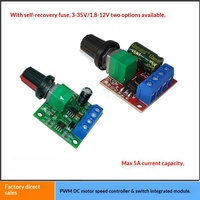 Contrôleur de vitesse de moteur DC PWM 3V 12V 24V 35V 5A, module de régulateur de tension réglable avec fonction de gradation LED, carte PCBA