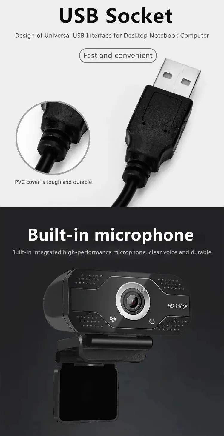 1080P USB Webcam Computer Web Camera USB wide angle Laptop or Desktop Web Camera with Microphone Manual focus