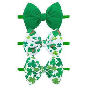 Diademas de nailon de trébol con Lazos Verdes para bebé. Día de San Patricio Arcos Infantes Niños <span class=keywords><strong>Accesorios</strong></span> para el cabello - Product Image 1