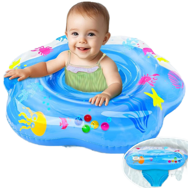 Hot-selling Extra-Large 25.6" Baby Pool Float with Double Airbag & Safety Seat Swimming Ring for 6-36 Months Toddler Infant
