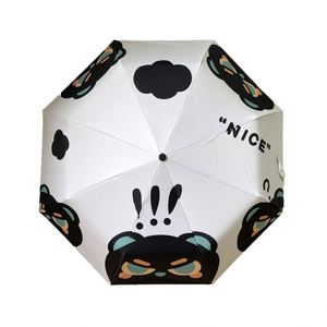 Parapluie pliant double usage, robuste et durable, avec protection solaire UV, motif chat de dessin animé mignon, style Ins Niche, entièrement automatique - Product Image 5