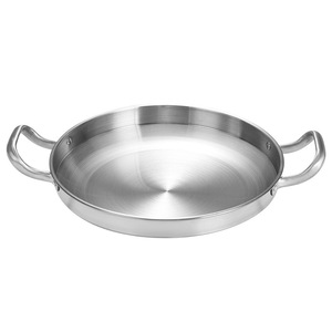 Korean Stainless Steel Dry Pot Hot Pot Golden Flat Bottom Shallow Pot Vegetable Plate Double Ear <strong>Small</strong> Frying <strong>Pan</strong> - Product Image 1