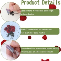 Autocollants en forme de rose, 6 pièces, décalcomanies transparentes pour l'artisanat, autocollants de fleurs imperméables, autocollants vintage en vinyle rouge sur le thème des fleurs