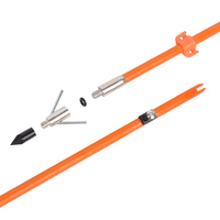 Flèche de pêche à l'arc de 8 mm, 32 pouces, en fibre de verre, avec pointe en acier et nock en plastique, pour la pêche à l'arc et la chasse
