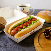 Pochettes en papier biodégradable de luxe personnalisées, résistantes à la graisse, design pliable portable, revêtement UV, jetables, pour hot-dogs, boulangerie et pâtisserie
