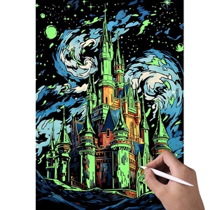 Carte à gratter magique style <span class=keywords><strong>Van</strong></span> <span class=keywords><strong>Gogh</strong></span>, populaire, qui brille dans le noir, pour croquis, art à gratter, papier de peinture arc-en-ciel - Product Image 5