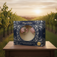 Ensemble de verres à vin peints à la main WS Magic Helper Classic Luxury, collection Vineyard Bloom, boîte cadeau 2 pièces pour anniversaire de mariage