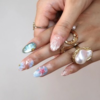 Ongles en acrylique à presser, forme amande, motifs colorés en strass, pois, rayures, étoiles, longueur moyenne, options de logo personnalisables, pour fêtes