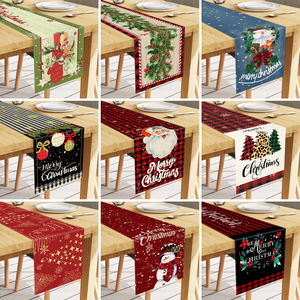 ผ้าปูโต๊ะลายพิมพ์ลินิน LINGKAI สำหรับตกแต่งโต๊ะอาหารในบ้านในวันคริสต์มาส - Product Image 2