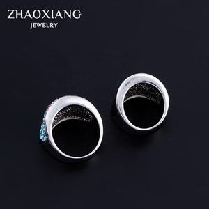 Anillo Ancho de Cristal, Joyería de Acero Inoxidable, Anillos Hip Hop con Incrustaciones de Circonitas, Personalizados de Fábrica para Mujer - Product Image 5