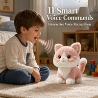 Robot chien ou chat électronique intelligent à commande vocale, jouet interactif en peluche, 11 commandes, musique, boîte cadeau pour enfants, tout-petits, cadeaux STEM