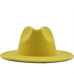 Chapeau Fedora SOLPOP pour femmes et hommes, à large bord, en <span class=keywords><strong>feutre</strong></span> polyester, style jazz, pour soirées, patchwork, casquette élégante, style britannique et western - Product Image 2