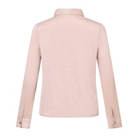 Ropa occidental personalizada, venta al por mayor, blusas de poliéster con botones de color rosa sólido de primavera, blusas clásicas, ropa de mujer