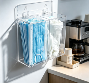 Dispensador de Acrílico con Instalación Autoadhesiva para Mascarillas Desechables, Redes para el Cabello y Guantes - Organizador Ecológico de EPP - Product Image 5