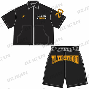 Designer Screen Print Hip Hop <b>t</b> <b>Shirt</b> and Shorts Set Boxy Heavyweight <b>T</b>-<b>shirt</b> Oversized Custom Zip up Graphic Embroidered <b>Shirts</b> - Product Image 3
