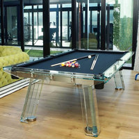Table de billard de luxe moderne personnalisable de 9 pieds avec plateau en verre trempé et base en ardoise, table de snooker domestique en acier inoxydable