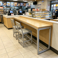 Table haute de bar étroite en bois pour comptoir, usage commercial, pour café et restaurant