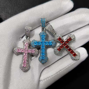 Collar con Colgante <span class=keywords><strong>de</strong></span> Cruz Colorido con Incrustaciones <span class=keywords><strong>de</strong></span> Circonitas Cúbicas 5A, Chapado en Oro, Cadena <span class=keywords><strong>de</strong></span> Cuerda, Joyería Hip Hop, <span class=keywords><strong>Regalo</strong></span> para Hombres y Mujeres - Product Image 4