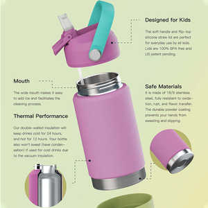 <span class=keywords><strong>Botella</strong></span> de Agua Infantil Moderna, Portátil, de Acero Inoxidable de Doble Pared con Aislamiento al Vacío, 12oz/18oz, Libre de BPA, Ecológica, Fabricación OEM/ODM - Product Image 3