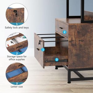 Hiện đại 2-ngăn kéo mở lưu trữ Kệ thư Kích thước tập tin tủ màu nâu sẫm lớn Tủ hồ sơ máy in đứng nhà văn phòng bằng gỗ - Product Image 5
