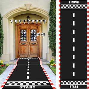 Mantel de Mesa de Diseño de Pista de Carreras Larga para Decoración de Fiestas, Lavable, Negro, con Temática de Carreras de Drag - Product Image 6