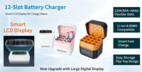 Chargeur de piles AA et AAA à 12 canaux avec écran LCD intégré, éclairage LED, charge USB pour piles NiMH et Lithium-Ion