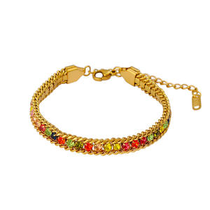 新しいファッションテニスチェーンブレスレットエレガントライトラグジュアリーカラフルジルコンブレスレットバングル18 Kゴールドメッキステンレススチール - Product Image 1