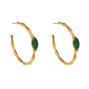 Boucles d'oreilles pour femme en acier inoxydable 316L plaqué or 14k 18k PVD, couleur or personnalisée, style bambou, tendance - Product Image 4