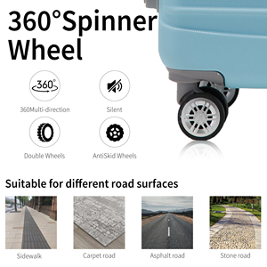 Factory Direct 20 Inch ABS Hardshell Durable Anti-Theft 4-Wheel Spinner Luggage Sky <strong>Blue</strong> <strong>Suitcase</strong> for Business Travel - Product Image 6