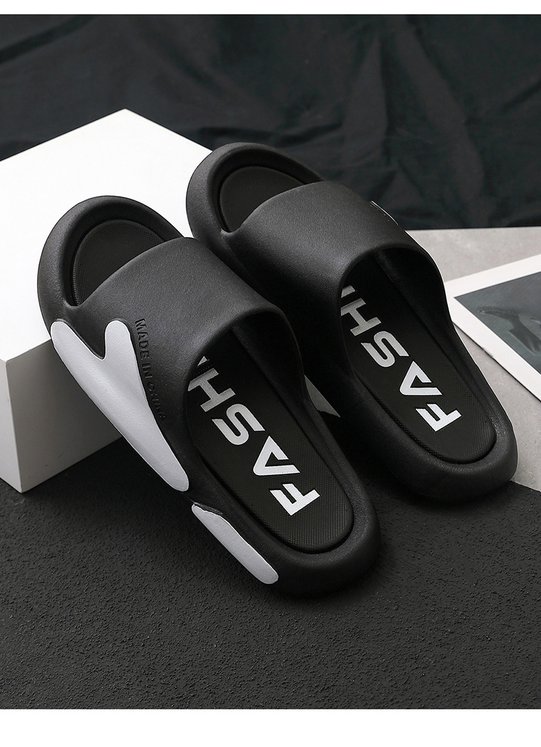 New Fashion Men PVC Slippers Slide Sandals Beach Soft Sole Flat Shoes Home Bath Slipper