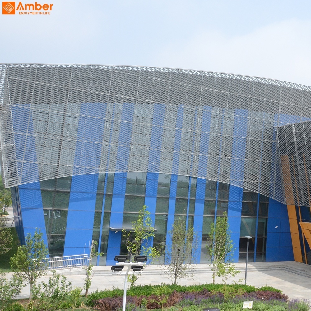 Architectural Expanded Aluminum Facade Sheet Decorative Metal Cladding Mesh for Exterior Building Wall & Sunshade