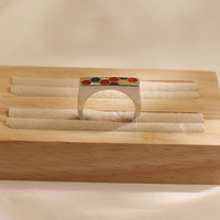 Lumon 6mm breiter Messing-Edelsteinring mit modernem königlichem Fenstermuster, Opal-Einlage, Vogel-Aschebehälter, Tiergedenkstätte, kostenlos