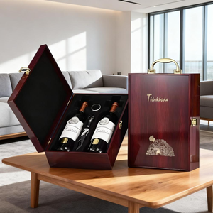 Boîte à vin en <span class=keywords><strong>bois</strong></span> <span class=keywords><strong>de</strong></span> luxe faite à la main finition piano Logo personnalisé pour 2 bouteilles-pour thé bière whisky tequila champagne cadeau - Product Image 3