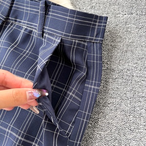 2025 더블 브레스트 격자 무늬 레이스 업 탑 블레이저 정장 세트 여성 사무실 - Product Image 6