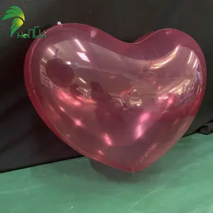 Customized PVC Transparent Pink Inflatable Heart Shaped Model Inflatable Helium Balloon For Valentine Decoration