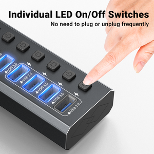 Justlink USB3.0 Adaptador de concentrador USB de 7 Puertos 1M Estación de acoplamiento de carga rápida Compatibilidad multidispositivo para <span class=keywords><strong>iPhone</strong></span> MacBook PC Laptop - Product Image 4