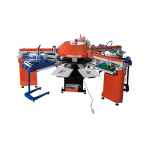 SPG series rotary nickel sheet feed flat bed silk screen printing machine for jeans plastic panel stadium cup traffic cones