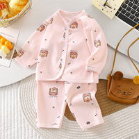 YouyuanBao Pakaian Bayi Baru Lahir Katun Murni Perlengkapan Awal Musim Semi Gugur Panas Satu Bulan Set Dua Potong Unisex