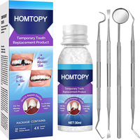 Kit de réparation de dents perles de remplacement de fausses dents temporaires moulables avec miroir buccal sonde dentaire nettoyeur de gomme ensemble de grattoir à tartre